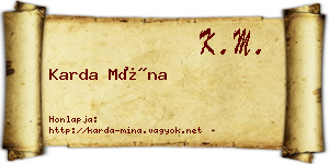 Karda Mína névjegykártya